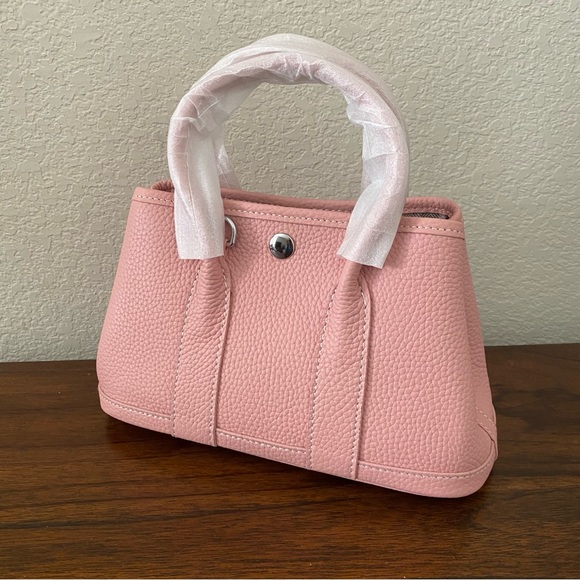 Confetti Light Pink 25 CM Togo Leather Satchel Tote Bag Wide Crossbody Strap C1 - Picture 5 of 9